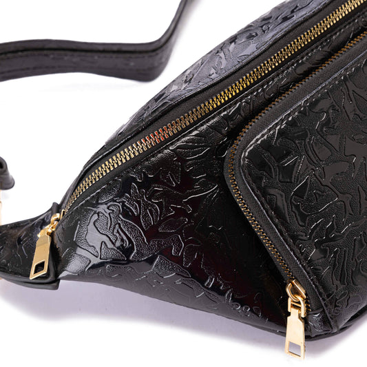 SLEEK Black Fannypack With Front Pocket